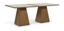 Atrium 78" Glass And Cane Top With Solid Wood Base Dining Table - Brown