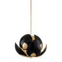 Gold Leaf and Black Lotus Chandelier 24" x 10.25" by Hudson Valley