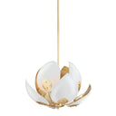 Gold Leaf and White Lotus Chandelier 24" x 10.25" by Hudson Valley