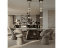 Chiswell - Contemporary White Ceramic + Brushed Brass Dining Table