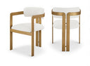 Aurum Linen Textured Fabric Upholstered And Brushed Brass Iron Frame Dining Chair - Cream