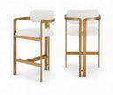 Aurum Linen Textured Fabric Upholstered And Brushed Brass Iron Frame Counter Stool - Cream