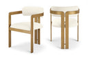 Aurum Vegan Leather Upholstered And Brushed Brass Iron Frame Dining Chair - Cream