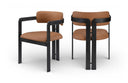 Aurum Vegan Leather Upholstered And Matte Black Iron Frame Dining Chair - Cognac
