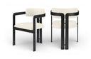 Aurum Vegan Leather Upholstered And Matte Black Iron Frame Dining Chair - Cream