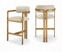 Aurum Vegan Leather Upholstered And Brushed Brass Iron Frame Counter Stool - Beige