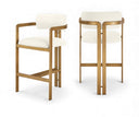 Aurum Vegan Leather Upholstered And Brushed Brass Iron Frame Counter Stool - Cream