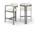Aurum Vegan Leather Upholstered And Brushed Silver Iron Frame Counter Stool - Cream