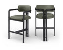 Aurum Vegan Leather Upholstered And Matte Black Iron Frame Counter Stool - Green