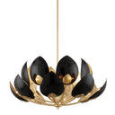 Gold Leaf and Black Lotus Chandelier 38.5" x 22" by Hudson Valley