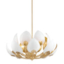 Gold Leaf and White Lotus Chandelier 38.5" x 22" by Hudson Valley