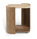 Calabria Genuine Marble And Oak Wood End / Side Table - Brown