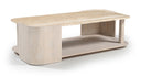 Calabria Genuine Marble And Oak Wood Coffee Table - Cream