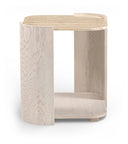 Calabria Genuine Marble And Oak Wood End / Side Table - Cream