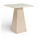 Atrium 36" Glass And Cane Top With Solid Wood Base Bar Height Table - Natural