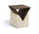 Opus Travertine And Mango Wood End Table - Brown