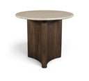 Pietra 36" Travertine And Mango Wood Dining Table - Brown