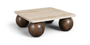 Strata Travertine And Mango Wood Coffee Table - Brown