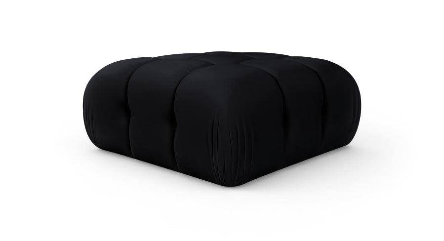 Orin Velvet Performance Fabric Upholstered Ottoman - Black