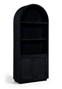 Botanical Natural Cane And Solid Wood Bookcase - Black