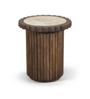 Elvira Genuine Marble And Mango Wood End Table - Beige Brown