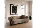 Arnaud - Modern Tan Fabric + Brown Oak Loveseat Sofa