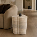 Meru - Modern Faux Travertine Concrete End Table
