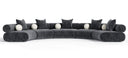 Simpson - Contemporary Dark Grey Fabric Curved Modular Sectional Sofa with Throw Pillows-5-Piece Sectional