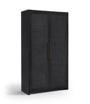 Vana Cane And Solid Wood Storage Cabinet - Black