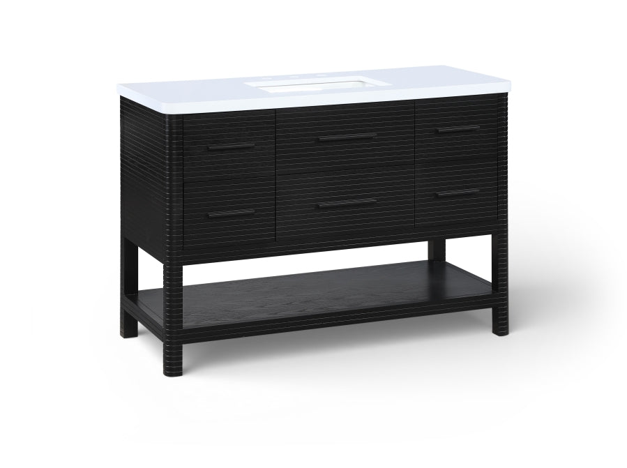 Oakwell 48" Engineered Stone And Solid Wood Bathroom Vanity - Black