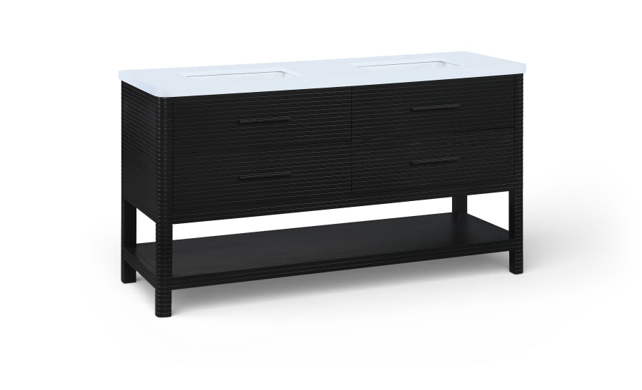 Oakwell 60" Engineered Stone And Solid Wood Bathroom Vanity - Black