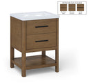 Oakwell 24" Engineered Stone And Solid Wood Bathroom Vanity - Brown