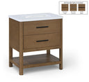 Oakwell 30" Engineered Stone And Solid Wood Bathroom Vanity - Brown