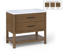 Oakwell 36" Engineered Stone And Solid Wood Bathroom Vanity - Brown