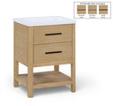 Oakwell 24" Engineered Stone And Solid Wood Bathroom Vanity - Natural
