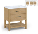 Oakwell 30" Engineered Stone And Solid Wood Bathroom Vanity - Natural