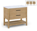 Oakwell 36" Engineered Stone And Solid Wood Bathroom Vanity - Natural