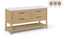 Oakwell 60" Engineered Stone And Solid Wood Bathroom Vanity - Natural