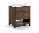 Soren 30" Genuine Carrara Marble, Cane And Solid Wood Bathroom Vanity - Brown