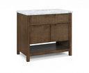Soren 36" Genuine Carrara Marble, Cane And Solid Wood Bathroom Vanity - Brown
