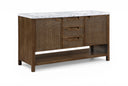 Soren 60" Genuine Carrara Marble, Cane And Solid Wood Bathroom Vanity - Brown