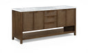 Soren 72" Genuine Carrara Marble, Cane And Solid Wood Bathroom Vanity - Brown