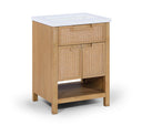 Soren 24" Engineered Stone, Cane And Solid Wood Bathroom Vanity - Natural