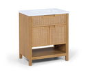 Soren 30" Engineered Stone, Cane And Solid Wood Bathroom Vanity - Natural