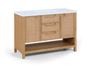 Soren 48" Engineered Stone, Cane And Solid Wood Bathroom Vanity - Natural