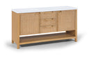 Soren 60" Engineered Stone, Cane And Solid Wood Bathroom Vanity - Natural