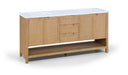 Soren 72" Engineered Stone, Cane And Solid Wood Bathroom Vanity - Natural