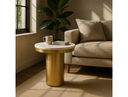 Fairway - Glam White Marble and Brushed Gold End Table