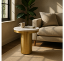 Rocky - Glam White Marble & Brush Gold Dining Table