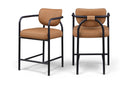 Serava Vegan Leather Upholstered Counter Stool - Cognac
